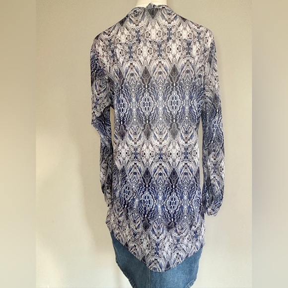 Y2K LOVE POTION Sheer Mesh Kaleidoscope Button Top Funky Psychedelic Retro Sz M - Picture 11 of 12